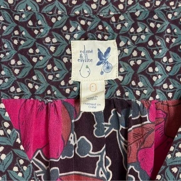 Anthropologie Edme Esyllte Silk Long Sleeve Blouse Size 0 XS Boho Fairy - Picture 8 of 9